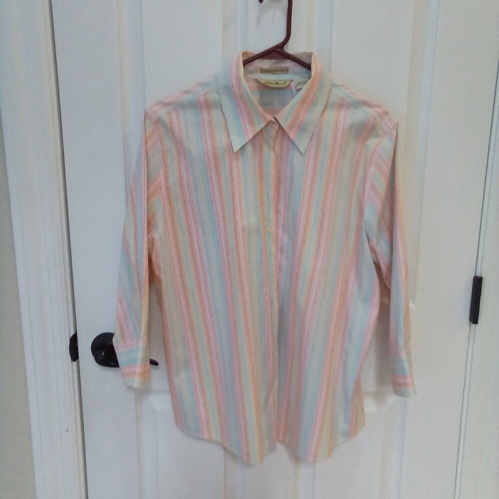 Eddie Bauer Pastel stripe button up blouse